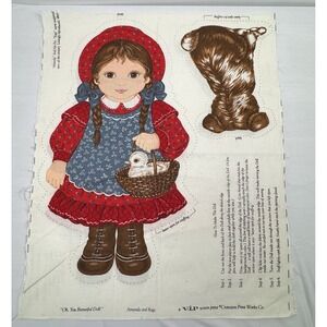 VTG 90s‎ Cranston Amanda & Rags Dog Fabric Panel Cut & Sew Stuffed Doll Pillow